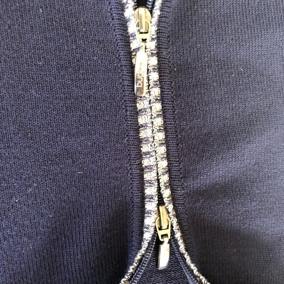 Bugatti Navy & Cream Long Sleeve Zip Up Knit Sweater Size 42 (Large) - Picture 6 of 10